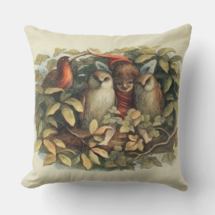 Eulen und Elfen Feen Natur Illustration Kissen