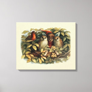 Eulen und Elfen Feen Natur Illustration Leinwanddruck