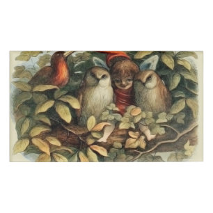 Eulen und Elfen Feen Natur Illustration Namenschild