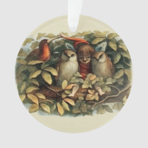 Eulen und Elfen Feen Natur Illustration Ornament