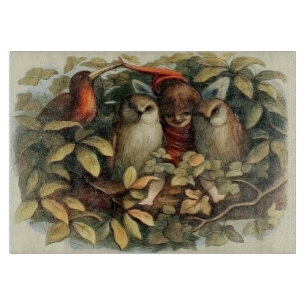 Eulen und Elfen Feen Natur Illustration Schneidebrett