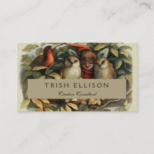 Eulen und Elfen Feen Natur Illustration Visitenkarte