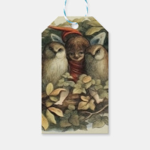 Eulen und Elfen Feen Naturillustration Geschenkanhänger