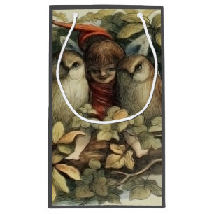 Eulen und Elfen Feen Naturillustration Kleine Geschenktüte