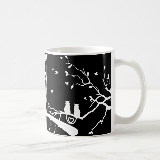 Eulen-und Katzen-Kaffee-Tasse Kaffeetasse (Rechts)