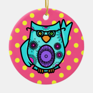 Eulen-Verzierung Keramik Ornament