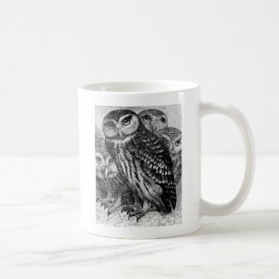 Eulen, Vintage Gravur Kaffeetasse