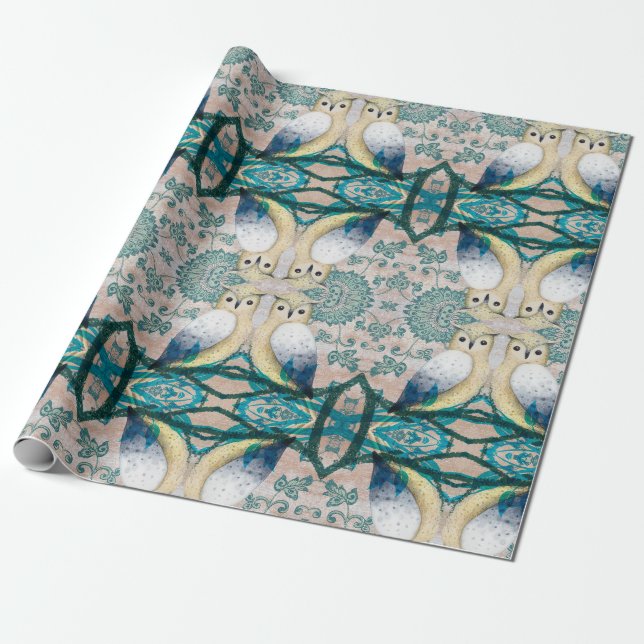 EULEN-VÖGEL GESCHENKPAPIER (Ungerollt)