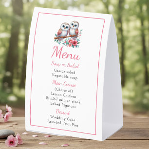 Eulen-Wald-Boho-Rustikale-Land-Hochzeitsmenü Tischaufsteller