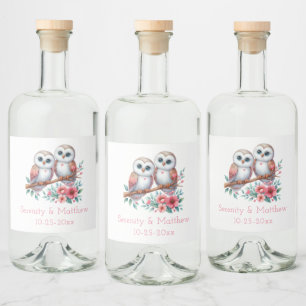 Eulen-Wald-Boho-Rustikale-Landhochzeit Alkoholflaschenetikett