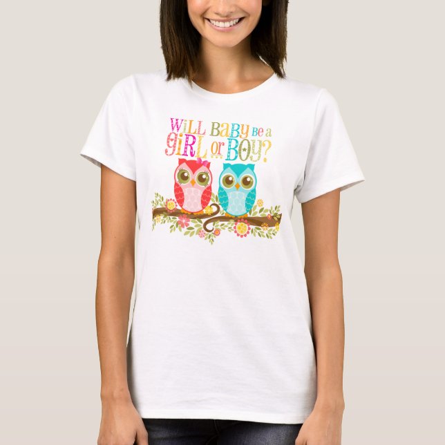 Eulen - Wird Baby ein Mädchen oder Junge sein? Mat T-Shirt (Vorderseite)