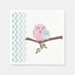 Eulen + Zickzack Babydusche Napkins Serviette