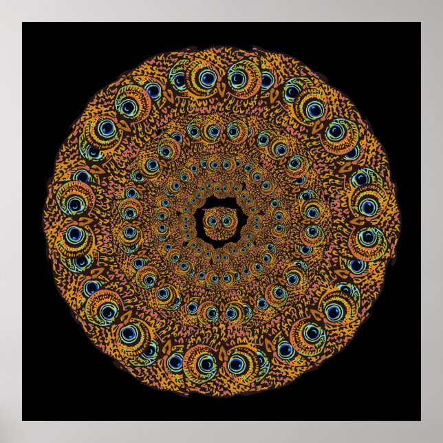 Eulenaugen-Mandala Poster (Vorne)