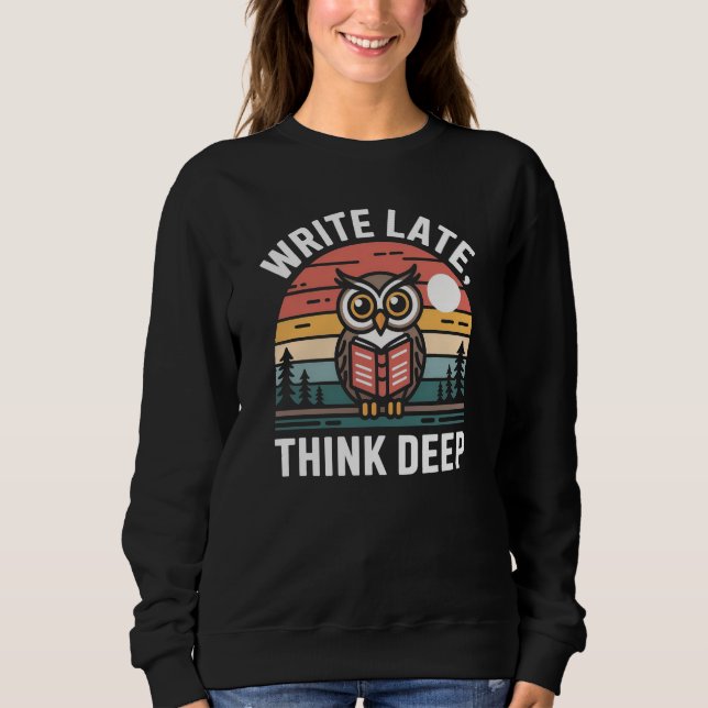 Eulenbuch Mond Vintage Sonnenuntergang Sweatshirt (Vorderseite)