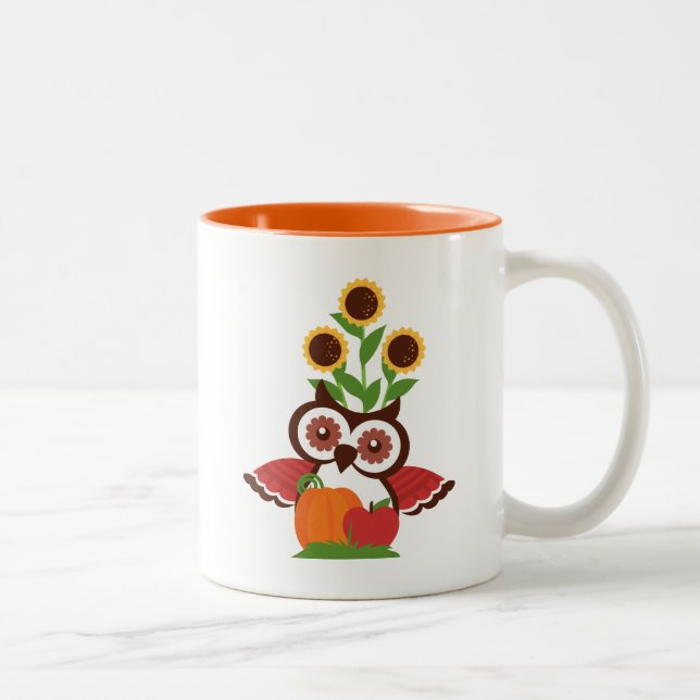 Eulenentwurf Kaffee-Tassen-Schale Zweifarbige Tasse (Rechts)