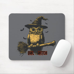 Eulenhexe Gruselig Süße Halloween-Magie-Vogel-Maus Mousepad