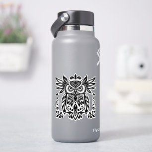 Eulenliebhaber Rustikale Wälder Schwarz Weiß Bohem Aufkleber