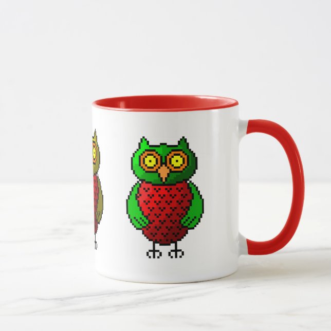 Eulenpixel-Kunst-Tasse Tasse (Rechts)