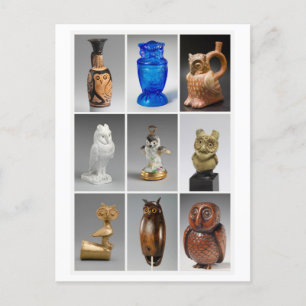 Eulenstatuen/Skulpturen im Museum Postkarte