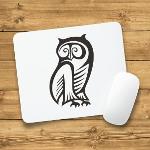 Eulensymbol Schwarz Mousepad