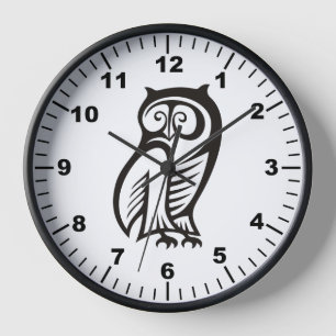 Eulensymbol Schwarz Wanduhr