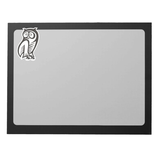 Eulensymbol Weiß Notizblock (Vorderseite)