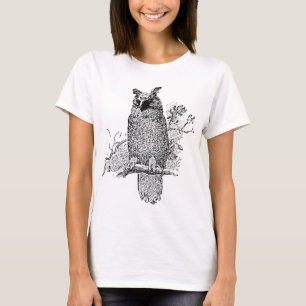 Eulenzeichnung oben T-Shirt