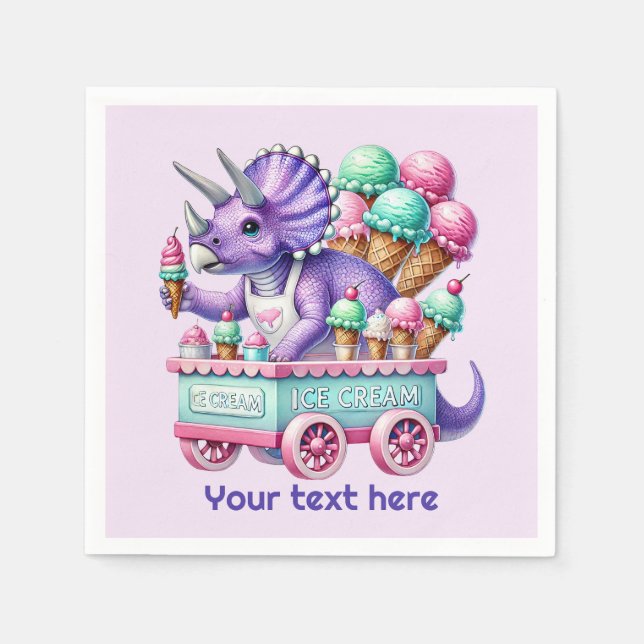 Eunisex-Kinder-Dinosaurier-Eis-Party  Serviette (Vorderseite)