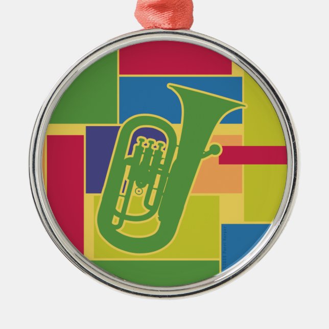 Euphonium Colorblocks Verzierung Silbernes Ornament (Vorne)
