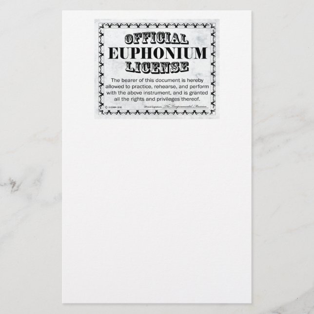 Euphonium-Lizenz Briefpapier (Vorderseite)