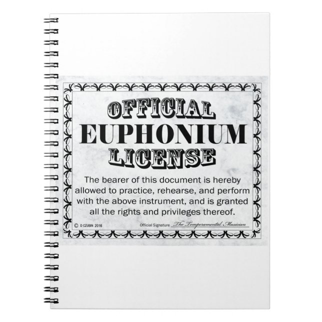Euphonium-Lizenz Notizblock (Vorderseite)