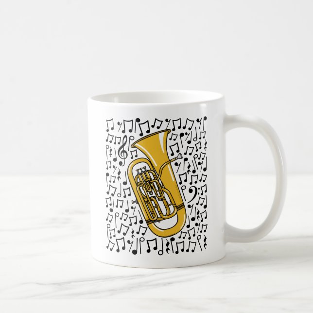 Euphonium mit musikalischen Noten, Messingmusiker Kaffeetasse (Rechts)