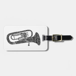 Euphonium Shaped Word Art Black Text Gepäckanhänger