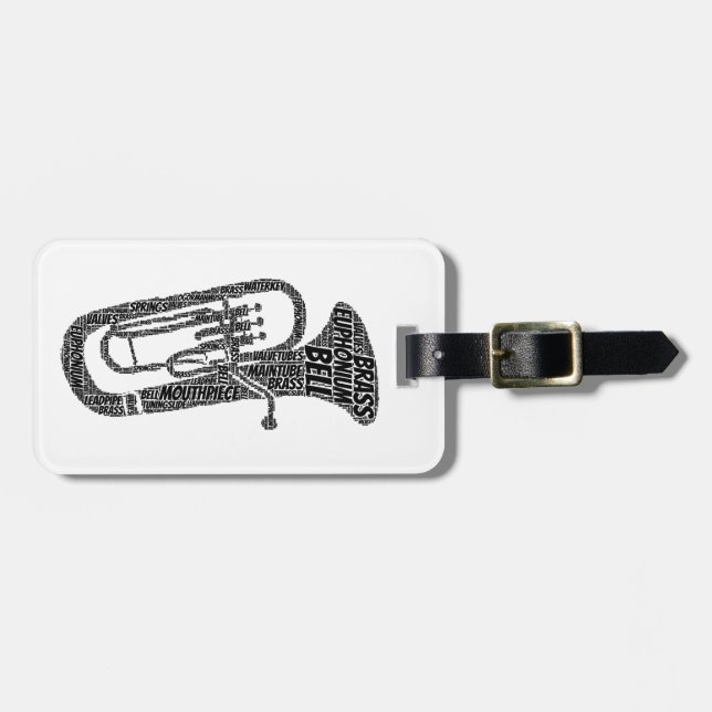Euphonium Shaped Word Art Black Text Gepäckanhänger (Vorderseite horizontal)
