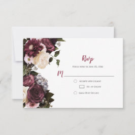 Euphoria Boho Burgundy Pink White Floral UAWG | RSVP Karte