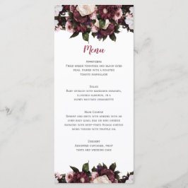 Euphoria Burgundy und Pink Floral Bouquet Wedding Menükarte