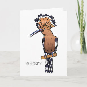 Eurasien-Wiedehopf-Vogel-Cartoon-Illustration Karte