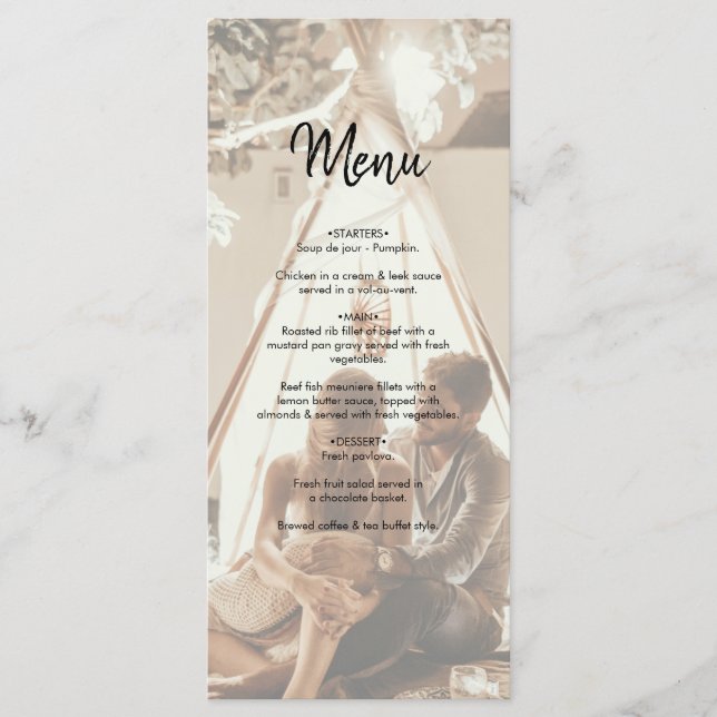 Eure eigenen Fotos verblasst Hochzeit Menükarte (Vorderseite)
