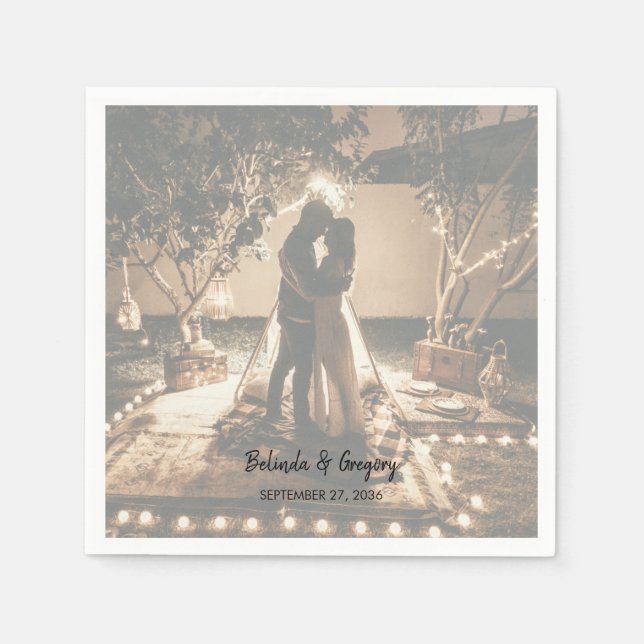 Eure eigenen Fotos verblasst Hochzeit Serviette (Vorderseite)