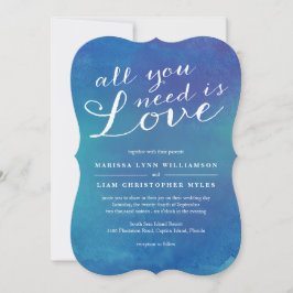Eure Liebe Wasserfarbe Hochzeit / Ozean Blau Einladung
