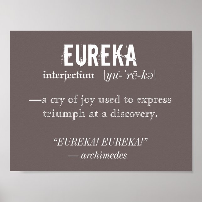 Eureka Definition Archimedes Principle Science Poster (Vorne)