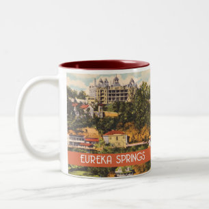 Eureka Springs, Arkansas, alte Illustration Zweifarbige Tasse