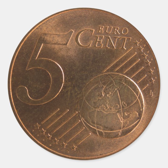 Euro 5 Cent Geldmünze Runder Aufkleber (Vorderseite)
