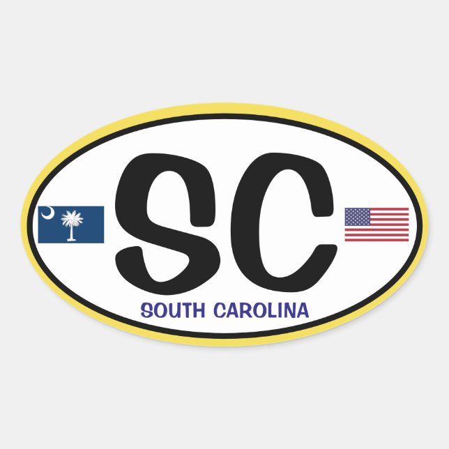 Euro-Ähnlicher ovaler Aufkleber South Carolina (Vorderseite)