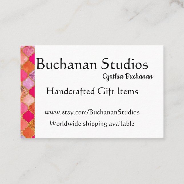 Euro Large Personalize Text Memable Pinks Visitenkarte (Vorderseite)
