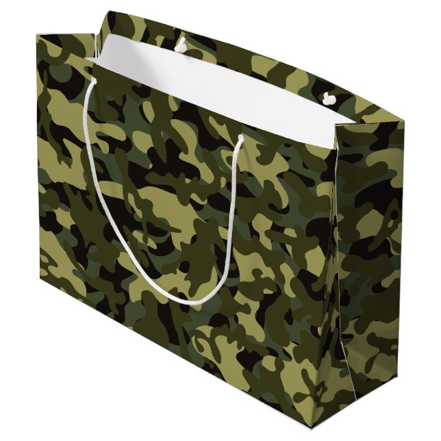 Euro Spring Camouflage Große Geschenktüte (Rückseite Schrägansicht)