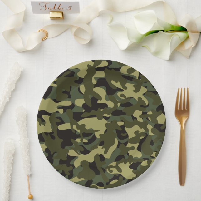 Euro Spring Camouflage Pappteller (Hochzeit)