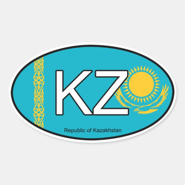 Euro-Sticker für Kasachstan Ovaler Aufkleber (Vorderseite)
