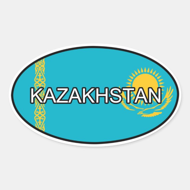 Euro-Sticker für Kasachstan Ovaler Aufkleber (Vorderseite)