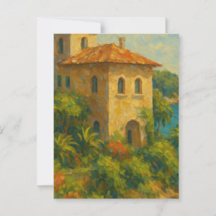 Euro Summer Oil Painting Villa Postkarte